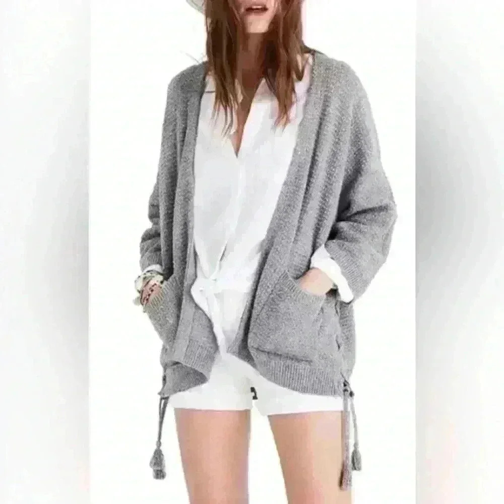 Madewell Side Lace -up Cardigan Size Medium - Picture 1 of 9